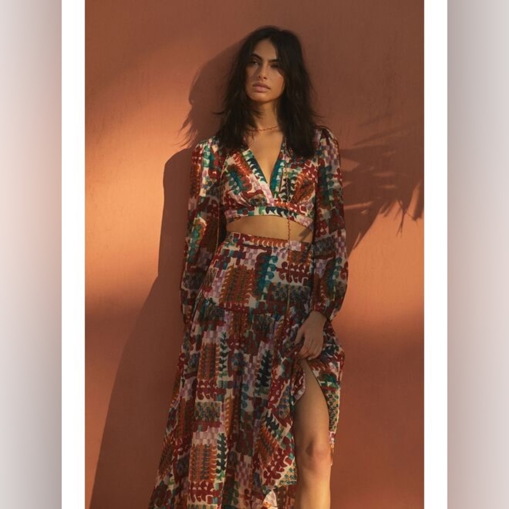 Anthropologie abstract skirt set